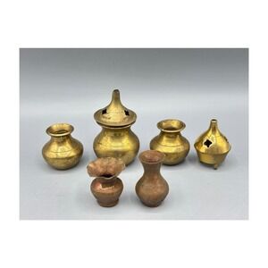 Vtg Brass Copper Miniature Vases and Incense Burners Lot Home Decor